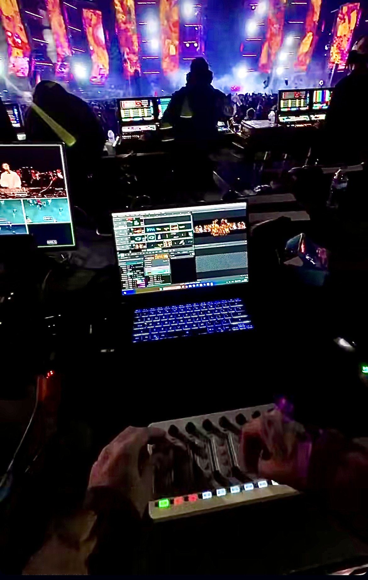VJ booth behind the scenes